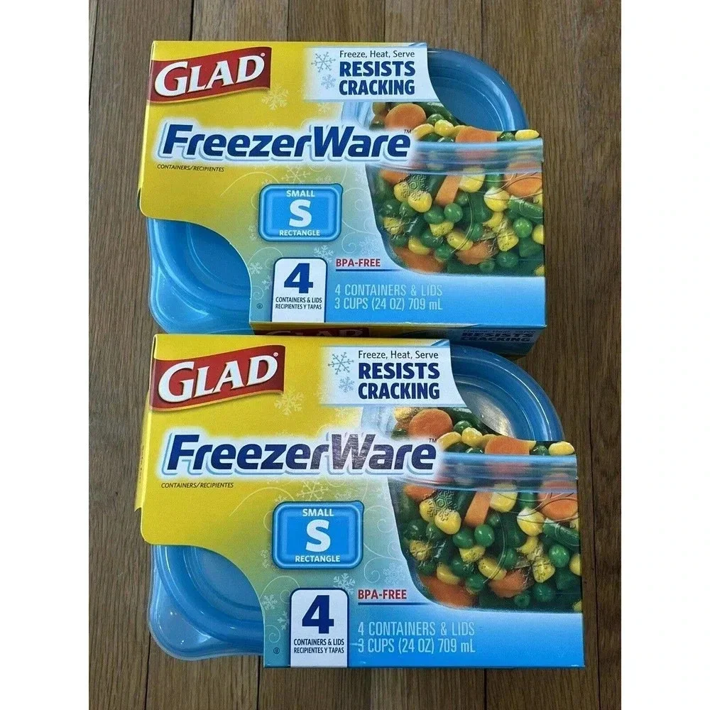 Glad Freezerware 8 Small Containers S With Lids BPA Free Freezer Ware 2 Packs